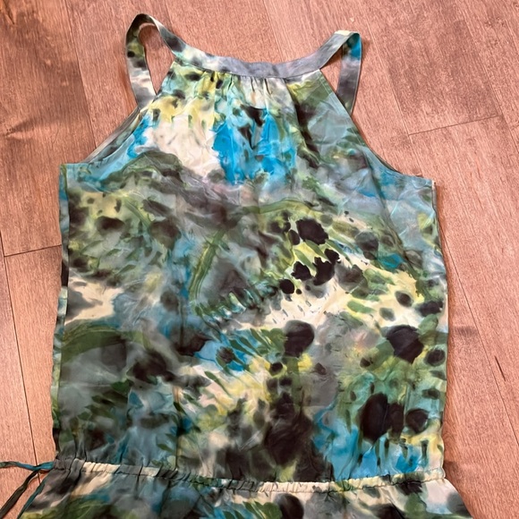 Joe tunic top green and blue watercolour - Picture 3 of 5